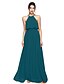 Χαμηλού Κόστους Bridesmaid Dresses-A-Line Halter Neck Floor Length Chiffon Bridesmaid Dress with Bow(s) / Sash / Ribbon / Open Back