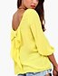 abordables Blusas y camisas de mujer-Mujer Diario Blusa Un Color Tops Algodón Casual Negro Azul Piscina Amarillo