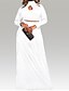 זול שמלות יומיומיות-בגדי ריקוד נשים משוחרר שמלת מקסי לבן שחור אודם שרוול ארוך אחיד קיץ א-סימטרי L XL XXL 3XL / כותנה / מידות גדולות / מידות גדולות