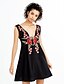 cheap Women&#039;s Dresses-Women&#039;s A Line Dress - Embroidered Deep V