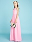 cheap Junior Bridesmaid Dresses-A-Line Floor Length Halter Neck Chiffon Junior Bridesmaid Dresses&amp;Gowns With Sash / Ribbon Pink Kids Wedding Guest Dress 4-16 Year