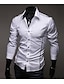 זול חולצות קז&#039;ואל לגברים-בגדי ריקוד גברים חולצה אחיד צווארון רחב לבן שחור אפור שרוול ארוך יומי עבודה בסיסי רזה צמרות עסקים