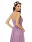 cheap Bridesmaid Dresses-A-Line Jewel Neck Floor Length Chiffon Bridesmaid Dress with Criss Cross / Pleats / Ruched / Open Back
