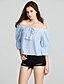 abordables Blusas y camisas de mujer-Mujer Chic de Calle Espalda al Aire - Algodón Camisa, Escote Barco A Rayas Azul
