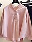 cheap Plus Size Tops-Women&#039;s Shirt Solid Colored Stand Collar Pink White Daily Clothing Apparel Cotton / Summer / Long Sleeve