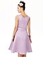 cheap Bridesmaid Dresses-A-Line Jewel Neck Knee Length Satin Bridesmaid Dress with Sash / Ribbon / Pleats