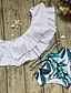 tanie Oferujemy topy w dużych rozmiarach-Damskie Bandeau (opaska na biust) Bikini Kostium kąpielowy Falbana Nadruk Kwiaty Z odsłoniętymi ramionami Stroje kąpielowe Kostiumy kąpielowe Biały Niebieski Żółty Rumiany róż / Super seksowny