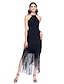billige Brudepikekjoler-Linjeform Brudepikekjole Besmykket Ermeløs Liten svart kjole Asymmetrisk Georgette med Drapert 2022