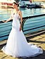 cheap Wedding Dresses-Mermaid / Trumpet Wedding Dresses Sweetheart Neckline Chapel Train Tulle Regular Straps Beautiful Back with Beading Appliques 2020