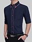 baratos Camisas para Homem-Homens Tamanhos Grandes Camisa Social - Festa / Aniversário / Escritório / Carreira Boho / Temática Asiática Estilo Formal / Estilo