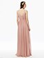 cheap Bridesmaid Dresses-A-Line Bridesmaid Dress V Neck Sleeveless Beautiful Back Floor Length Chiffon with Lace / Criss Cross / Pleats 2022