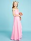 Χαμηλού Κόστους Φορέματα για παρανυφάκια-Ίσια Γραμμή Λεπτές Τιράντες Μακρύ Σιφόν Φόρεμα Νεαρών Παρανύμφων με Πιασίματα