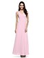 preiswerte Brautjungfernkleider-Sheath / Column Bridesmaid Dress V Neck Sleeveless Elegant Floor Length Chiffon with Criss Cross / Side Draping 2022