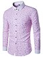 cheap Men&#039;s Dress Shirts-Men&#039;s Shirt Dress Shirt Geometric Button Down Collar White Pink Light Blue Long Sleeve Daily Print Slim Tops Cotton / Spring / Fall