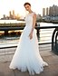 cheap Wedding Dresses-Wedding Dresses Sweep / Brush Train A-Line Sleeveless Scoop Neck Tulle With Lace 2023 Bridal Gowns