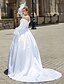 billige Wedding Dresses-Wedding Dresses Ball Gown V Neck Long Sleeve Chapel Train Satin Bridal Gowns With Beading Appliques 2024