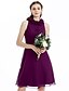 cheap Bridesmaid Dresses-A-Line / Princess Jewel Neck Knee Length Chiffon Bridesmaid Dress with Draping / Ruffles / Ruched by