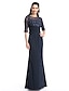 cheap Mother of the Bride Dresses-A-Line Mother of the Bride Dress Convertible Dress Scoop Neck Floor Length Chiffon Half Sleeve No with Appliques 2023