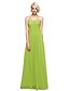 cheap Bridesmaid Dresses-Sheath / Column Spaghetti Strap Floor Length Georgette Bridesmaid Dress with Pleats by LAN TING BRIDE®