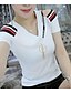 cheap Plus Size Tops-Women&#039;s T shirt Tee Striped Solid Colored V Neck Red White Black Dailywear Date Clothing Apparel Cotton Basic / Summer / Short Sleeve