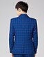 cheap Men&#039;s Trench Coat-Men&#039;s Plus Size Blazer, Plaid V Neck Long Sleeve Wine / Blue / Gray M / L / XL