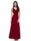 preiswerte Brautjungfernkleider-Sheath / Column Bridesmaid Dress V Neck Sleeveless Elegant Floor Length Chiffon with Criss Cross / Side Draping 2022