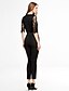 cheap Women&#039;s Jumpsuits &amp; Rompers-Women&#039;s Backless Patchwork/Lace Backless Hollow Out Black Jumpsuits,Sexy/Lace Stand ½ Length Sleeve