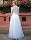 Χαμηλού Κόστους Νυφικά Φορέματα-Φορεματα για γαμο Μακρύ Γραμμή Α Αμάνικο Λαιμός σέσουλα Τούλι Με Χάντρες Διακοσμητικά Επιράμματα 2023 Νυφικά φορέματα