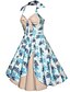 cheap Women&#039;s Dresses-Women&#039;s Going out Vintage Swing Dress,Floral Halter Midi Sleeveless Cotton Summer Mid Rise Inelastic Medium