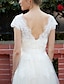 cheap Wedding Dresses-A-Line Wedding Dresses Floor Length Lace Over Tulle with Sash / Ribbon Appliques 2021