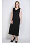 cheap Women&#039;s Dresses-Women&#039;s Blue Black Dress Spring Daily Holiday Club T Shirt Tunic Black and White Color Block Patchwork V Neck L XL