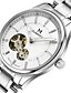 preiswerte Mechanische Uhren-Herrn Uhr Modeuhr Mechanische Uhr Quartz Automatikaufzug Legierung Silber Wasserdicht Kalender Analog Weiß Schwarz