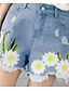 cheap Women&#039;s Pants-Women&#039;s Chic &amp; Modern Plus Size Daily Wear Slim Pants Pants - Flower / Floral Classic Style Denim Light Blue S M L