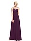 cheap Bridesmaid Dresses-Sheath / Column Spaghetti Strap Floor Length Georgette Bridesmaid Dress with Pleats by LAN TING BRIDE®