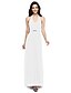 tanie Bruidsmeisjesjurken-Sheath / Column Bridesmaid Dress Halter Neck Sleeveless Beautiful Back Floor Length Chiffon with Sash / Ribbon / Beading / Draping 2022