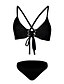 tanie Bikini i odzież kąpielowa-Damskie Prosty Bikini Kostium kąpielowy Wiązanie Solidne kolory Pasek Stroje kąpielowe Kostiumy kąpielowe Biały Czarny