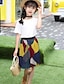 preiswerte Sets-Mädchen 3D Feste Farbe Patchwork Modisch Kleidungsset Kurze Ärmel Sommer