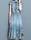 abordables Vestidos estampados-Mujer Noche Vintage Tejido Oriental Sofisticado Vaina Vestido - Estampado, Floral Midi Cuello Barco