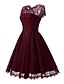 preiswerte Damenkleider-Damen Knielanges Kleid Spitze - Kurzarm Jacquard Spitze Sommer Retro Alltag Festtage Strand Schwarz Blau Rote M L XL XXL / Baumwolle