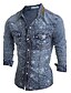 levne Pánské košile-Pánské - Jednobarevné Čínské vzory Košile Bavlna Klasický límeček Námořnická modř / Dlouhý rukáv