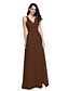 cheap Bridesmaid Dresses-Sheath / Column V Neck Floor Length Lace / Tulle Bridesmaid Dress with Criss Cross / Ruched by LAN TING BRIDE®