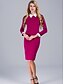 cheap Work Dresses-Women&#039;s Bodycon Long Sleeve Color Block Solid Colored Summer Peter Pan Collar Sophisticated Work Slim Black Fuchsia Royal Blue S M L XL XXL XXXL