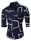 cheap Men&#039;s Casual Shirts-Men&#039;s Shirt Geometric Classic Collar White Black Navy Blue Long Sleeve Daily Weekend Print Slim Tops / Summer / Summer