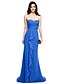 cheap Bridesmaid Dresses-Sheath / Column Bridesmaid Dress Sweetheart Sleeveless Elegant Sweep / Brush Train Chiffon with Criss Cross / Ruched / Ruffles 2022