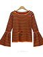 cheap Women&#039;s T-shirts-Women&#039;s Cotton T-shirt - Striped / Spring / Summer / Flare Sleeve / Fine Stripe