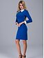 cheap Work Dresses-Women&#039;s Bodycon Long Sleeve Color Block Solid Colored Summer Peter Pan Collar Sophisticated Work Slim Black Fuchsia Royal Blue S M L XL XXL XXXL