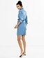 cheap Women&#039;s Dresses-Women&#039;s Daily Loose / Denim Dress - Color Block Shirt Collar Cotton Dark Blue Light Blue L XL XXL