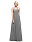 cheap Bridesmaid Dresses-Sheath / Column Spaghetti Strap Floor Length Georgette Bridesmaid Dress with Pleats by LAN TING BRIDE®