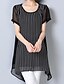 cheap Plus Size Tops-Women&#039;s Blouse Striped Round Neck Black Plus Size Daily Work Clothing Apparel Streetwear Sophisticated / Summer / Short Sleeve