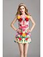 preiswerte Damenkleider-Damen A Linie Kleid Minikleid Rosa Ärmellos Blume Bedruckt Frühling Sommer Rundhalsausschnitt Party Blumen S M L XL